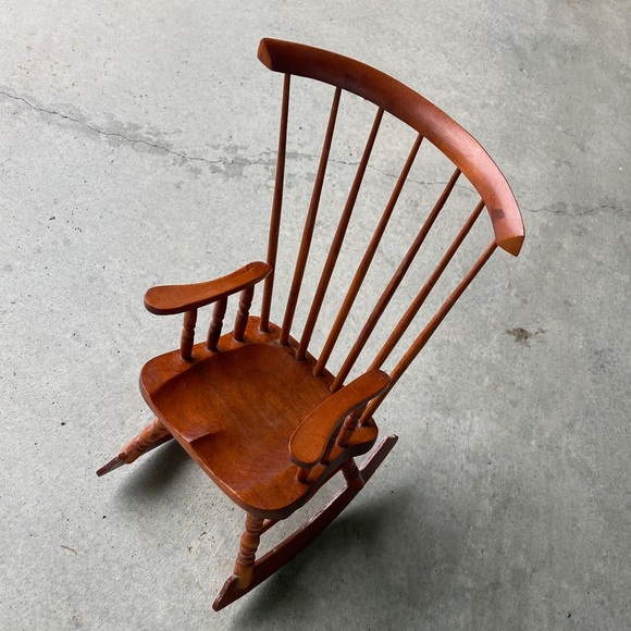Vintage Other - Vintage Doll Sized Wooden Rocking Chair, Cottagecore, miniature